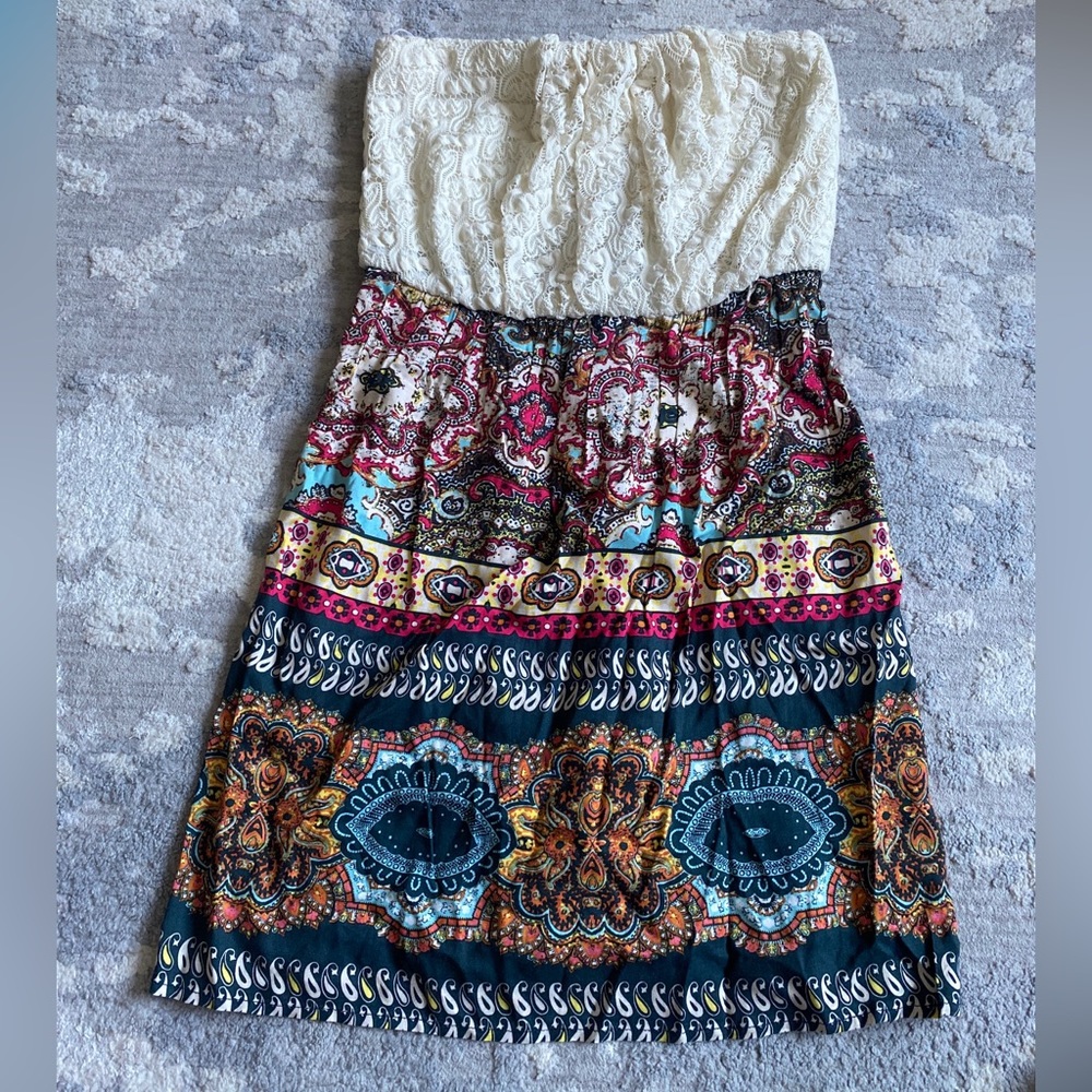 AsUWish Strapless Dress Size M BRAND NEW floral Midi